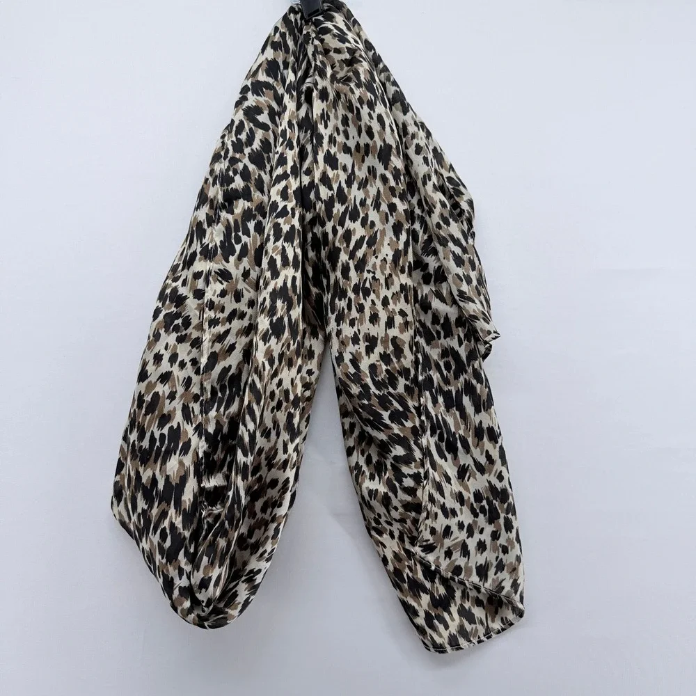 Leopard Print Infinity Scarf Tan Black Animal Print‎ Lightweight Loop Scarf